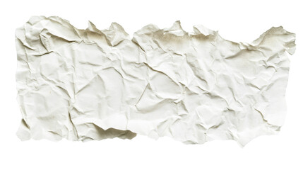 Poster - Crumpled white paper displaying jagged torn edges, presenting wrinkled texture against transparent backdrop