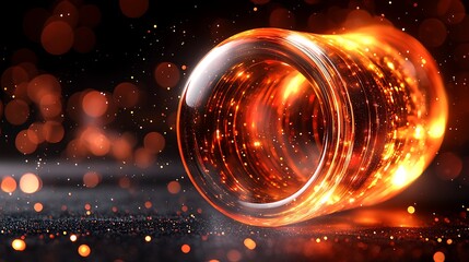 Aufkleber - Fiery Glass Cylinder on Dark Surface