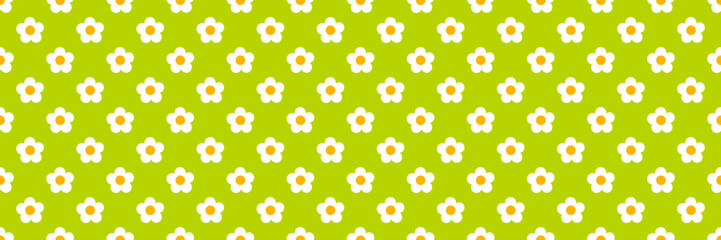 Canvas Print - cute white flowers seamless pattern. white daisies on green background wallpaper design. vector illu