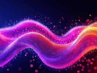 Aufkleber - Dynamic wave patterns abstract digital art vibrant colors dark background creative vision