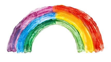 Fototapete - Vivid paintbrush strokes forming rainbow arc, expressing artistic energy and chromatic diversity on translucent surface