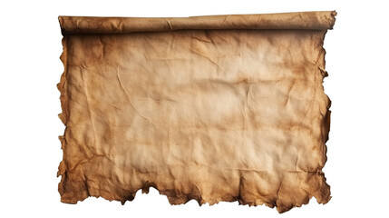 Poster - Vintage burnt-edged scroll rolled tightly, revealing aged parchment surface against transparent backdrop