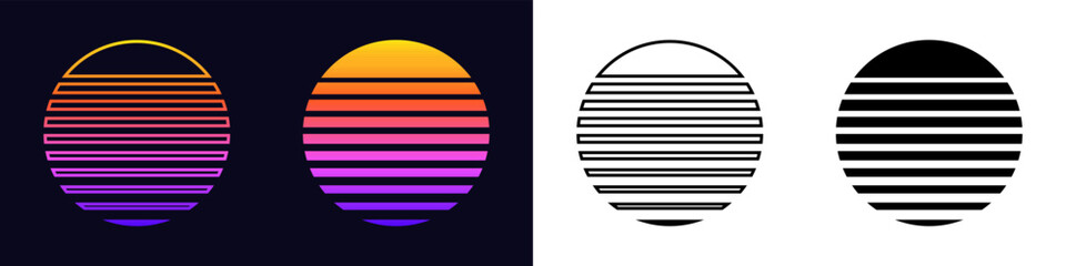 Poster - A vibrant and monochrome duo of ovals with horizontal stripes, creating a striking contrast.