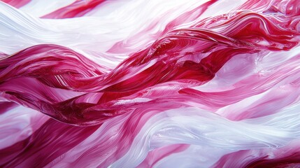 Poster - Vibrant swirls of red and white create an eye-catching abstract composition that conveys motion and fluidity, capturing the viewer's imagination with its vivid hues