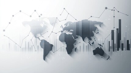 Poster - Global data analysis, world map with graphs, abstract background, for business presentations