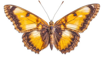 Poster - Vibrant butterfly perching with detailed wing markings and slender antennae against transparent backdrop
