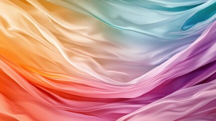 Poster - Soft, flowing fabric showcases a gradient of vibrant colors blending harmoniously. The background enhances a calm and artistic ambiance suitable for creative projects