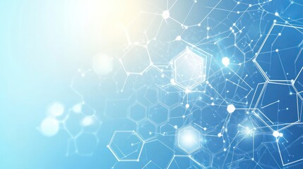 Poster - Abstract network graphic, light blue background, digital design, use for technology presentation