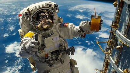 Aufkleber - This Astronauts enjoy refreshing drinks in zero gravity while embracing the wonders of space travel.