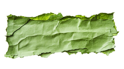 Poster - Wrinkled green paper fragment with transparent backdrop, serving graphic design and collage creative needs