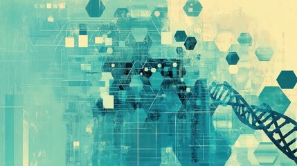 Poster - Abstract DNA technology background, futuristic
