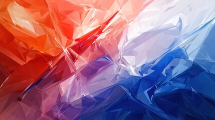 Poster - Vivid shades of red, white, and blue blend together in a dynamic, abstract display. Sharp angles and geometric shapes create a sense of movement and energy