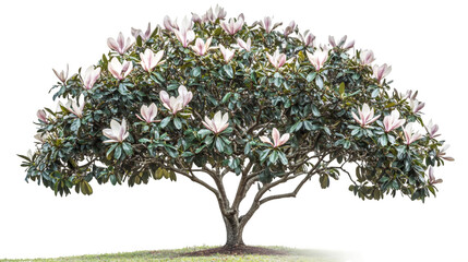 Poster - Delicate magnolia branch displaying vibrant pink blossoms against transparent backdrop, perfect for digital design compositions