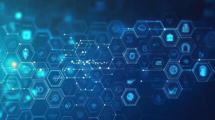 Poster - Abstract digital network of financial icons