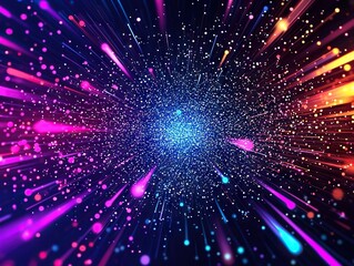 Aufkleber - Dynamic explosion of colorful light particles abstract universe digital art cosmic environment creative perspective