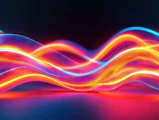 Aufkleber - Dynamic light waves flowing in vibrant colors artistic display abstract environment close-up view technology concept
