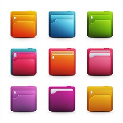 folder icon set cut out isolated on white background