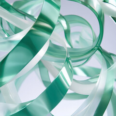 Poster - Abstract background in 3D style with green ribbon
