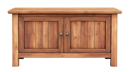 Poster - Minimalist wooden cabinet featuring metal handles, clean-lined design for interior styling against transparent backdrop