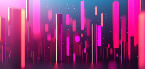 Poster - Vibrant abstract design featuring glowing pink and blue vertical bars.