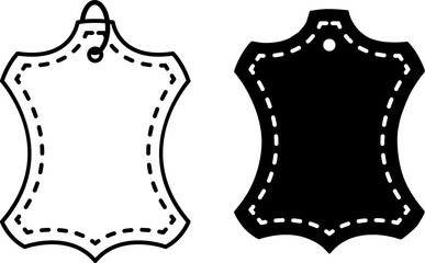 Leather Icons. Black and White Vector Illustrations. Fabric Products, Natural Textiles. Material Characteristics Concept