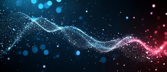 Fototapete - Abstract Flow of Energy: Dynamic abstract art featuring a flowing river of particles in a gradient of vibrant hues and a dynamic presentation, creating a captivating visual experience.