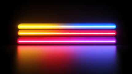 Poster - Neon light tubes, colorful, abstract, studio shot, 3D render, design element