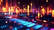 © pjjaruwan - Holographic 3D music equalizer with glowing effects, 3D background music, futuristic and striking