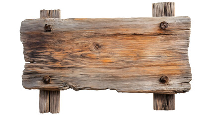 Poster - Empty wooden sign with rusty nails isolated on transparent background, perfect for adding your own text or design