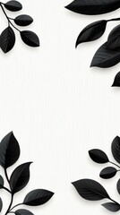 Poster - Black leaves frame a white wood background. Simple, elegant, and minimalist design. Perfect for invitations, cards, or social media.