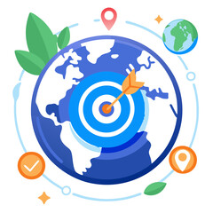 Poster - A vibrant globe highlights targeted campaign elements, showcasing an innovative approach to global outreach strategies