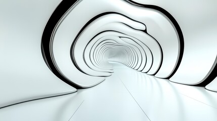 Poster - abstract white tunnel with black lines, creating a futuristic and surreal atmosphere. the design fea