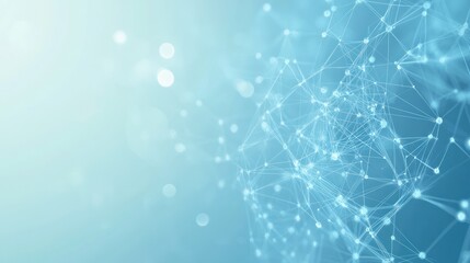 Poster - Abstract network sphere, light blue background, technology, modern design, data visualization