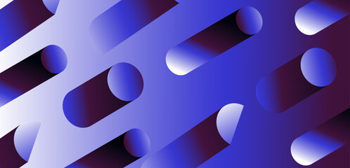 Poster - Sleek vector illustration showcasing cylindrical shapes with blue and purple gradients against a soft background. This modern, abstract design creates a dynamic visual effect.