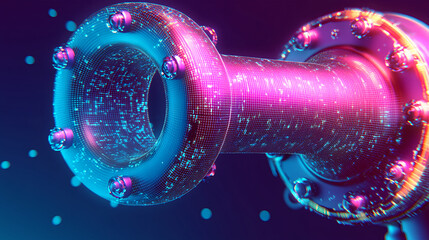 Aufkleber - Dynamic digital technology pipe abstract studio 3d rendering futuristic environment close-up view innovation concept