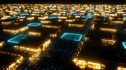 Poster - Exploring futuristic circuitry digital environment technology visualization cyber landscape close-up view innovation insights