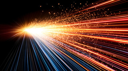 Poster - Dynamic light trails and sparks abstract background digital art vibrant colors close-up motion concept