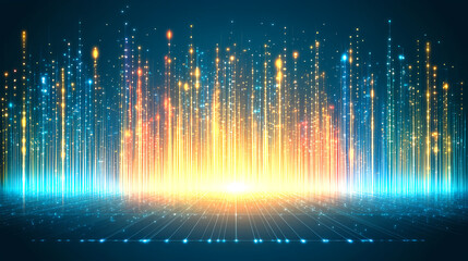 Aufkleber - Dynamic light spectrum display digital art visual spectacle abstract environment aerial perspective energy concept