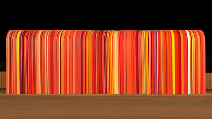 Poster - Vibrant art installation displaying colorful stripes urban setting visual art nighttime artistic expression