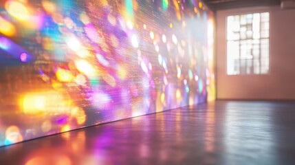 Canvas Print - Prismatic light refractions creating holographic waves with a warm glow and blur effect