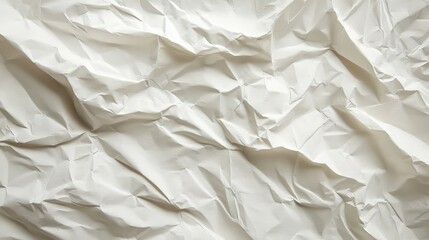 Poster - Textured Crumpled White Paper Background Ideal for Creative Projects, Crafts, or Graphic Design Applications Showcasing Subtle Shades and Depths of Creamy White Tones