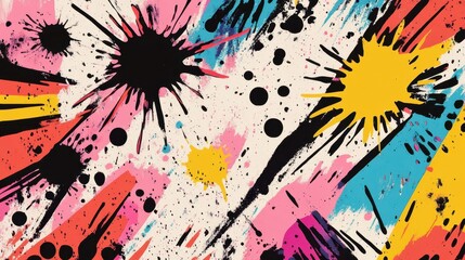 Wall Mural - 1950s pop-art inspired wallpaper with ink gradients and jagged bursts in a nostalgic dynamic feel