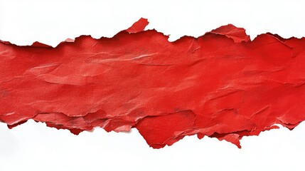 Poster - Torn Red Paper Texture Isolated on a White Background, Ideal for Creative Projects, Backgrounds, and Graphic Design Needs