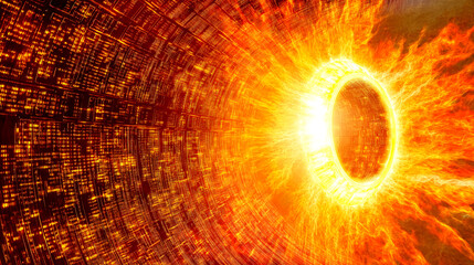 Poster - Explosive solar event outer space digital art sci-fi environment close-up view cosmic phenomenon