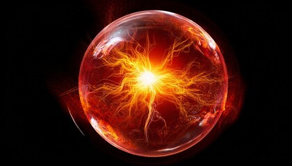 Wall Mural - burning ball on black background