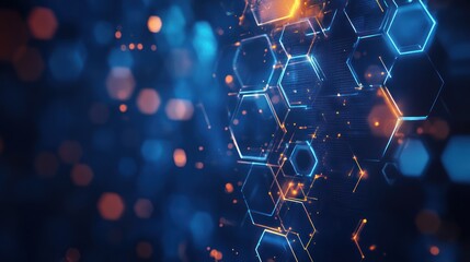 Poster - Abstract digital hexagon network background, futuristic