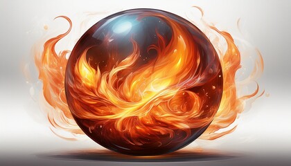 Wall Mural - fire ball isolated on white background