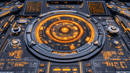 Poster - Futuristic control interface display digital workspace graphic design high-tech environment top-down view technology innovation