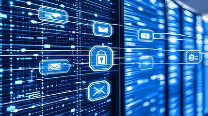 Poster - Data security management digital environment infographic technology cybersecurity concepts modern viewpoint