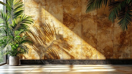 Poster - Interior Sunlight on Beige Wall